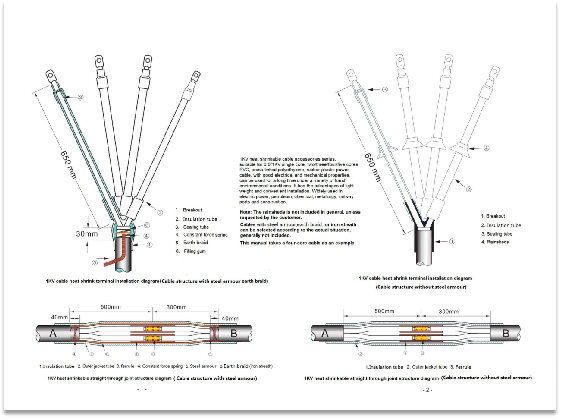 1kV Heat Shrinkable Cable ဆက်စပ်ပစ္စည်းများ တပ်ဆင်ခြင်း ညွှန်ကြားချက်များ